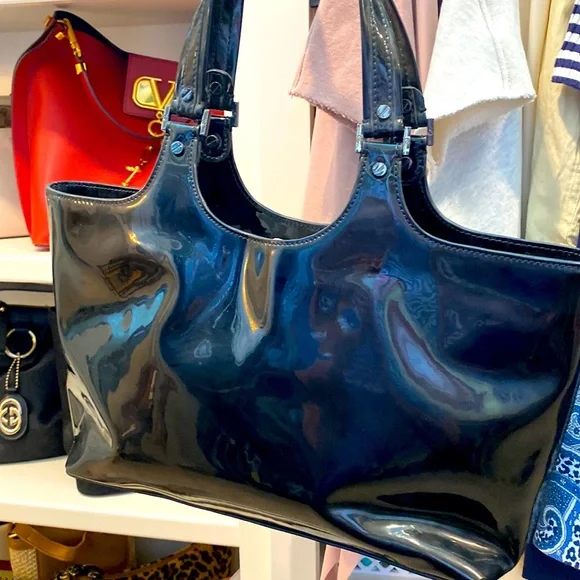 Vintage Tory Burch Black Patent Tote - Picture 3 of 5
